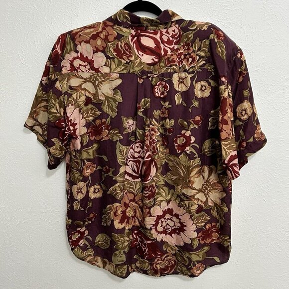 VTG 90s Royal Wear Purple Multicolored Floral 100% Blouse Shirt Size M Button Up - Picture 5 of 9